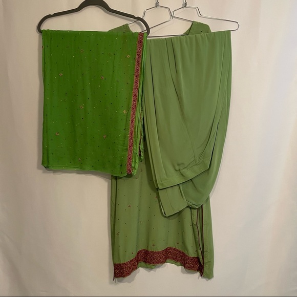 Lime Green Salwar Kameez Indian 3-Piece Set – Size 44 - Picture 3 of 10